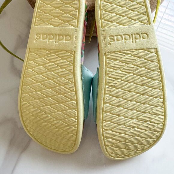 Adidas Adilette Comfort Slides Farm Rio Collab Womens Size 6 Like New - Picture 4 of 4